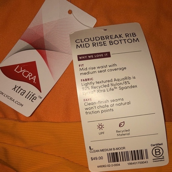 Athleta Bikini Bottom NWT Orange Ribbed Size Large - Picture 6 of 8